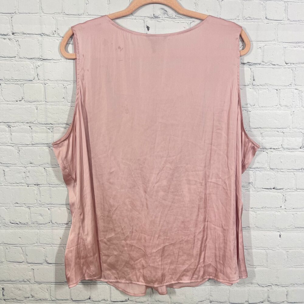 NIC+ZOE Blush Pink Satin Sleeveless Twist Front Blouse Womens XXL Elegant Office - Picture 4 of 11